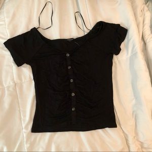 Black short button up top